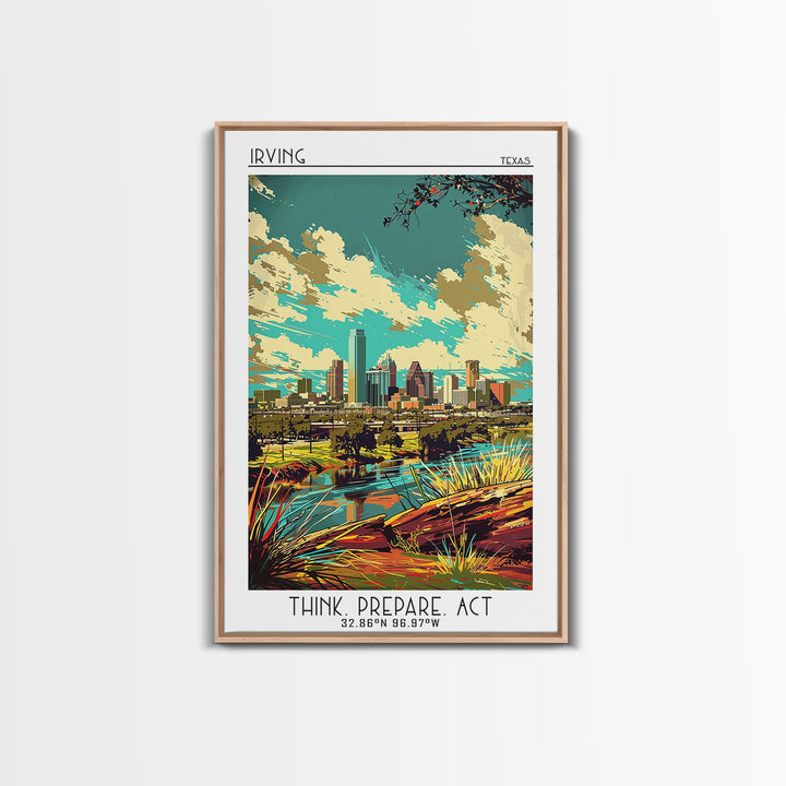 Irving Travel Poster, Framed Canvas Print, City Travel Poster, Vintage City Poster, Retro Wall Art, Retro Travel Print, Poster Print