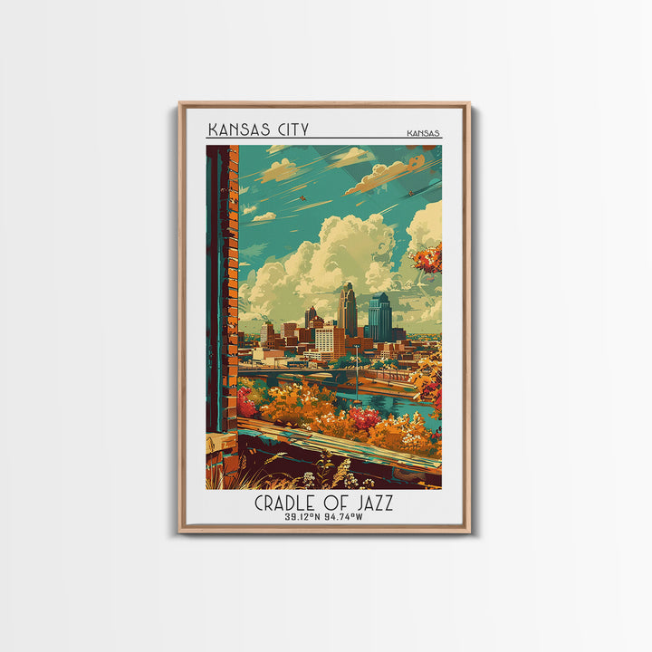 Kansas City Travel Poster, Canvas Print, City Travel Poster, Travel Wall Art, Vintage Travel, Mid Century Wall Art, Travel Art Print