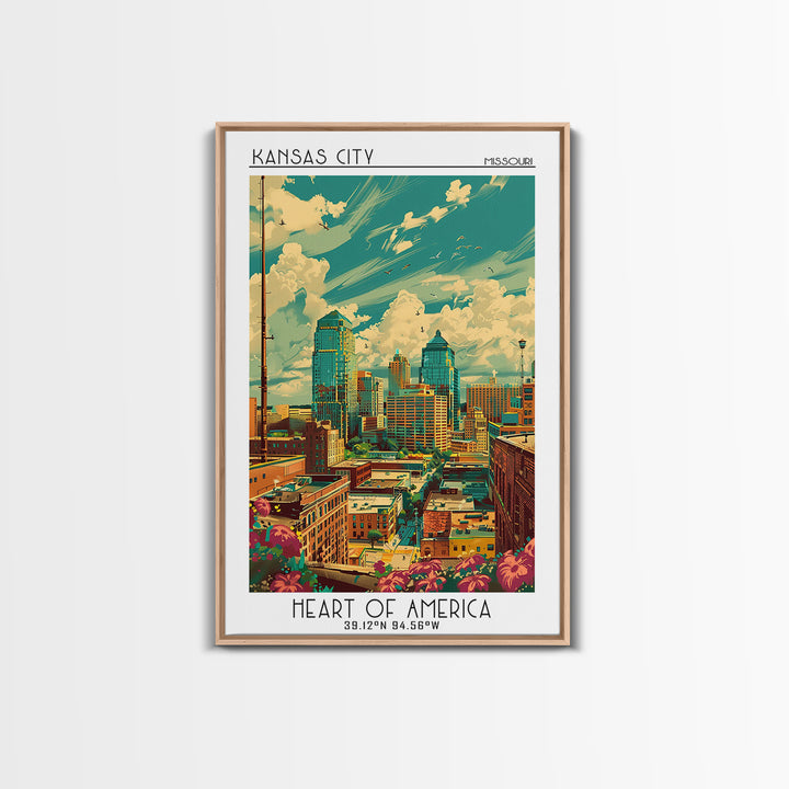 Kansas City Missouri Travel Poster, Canvas Print, City Art Print, Travel Wall Art, Landscape Art, Vintage Travel, City Travel Poster