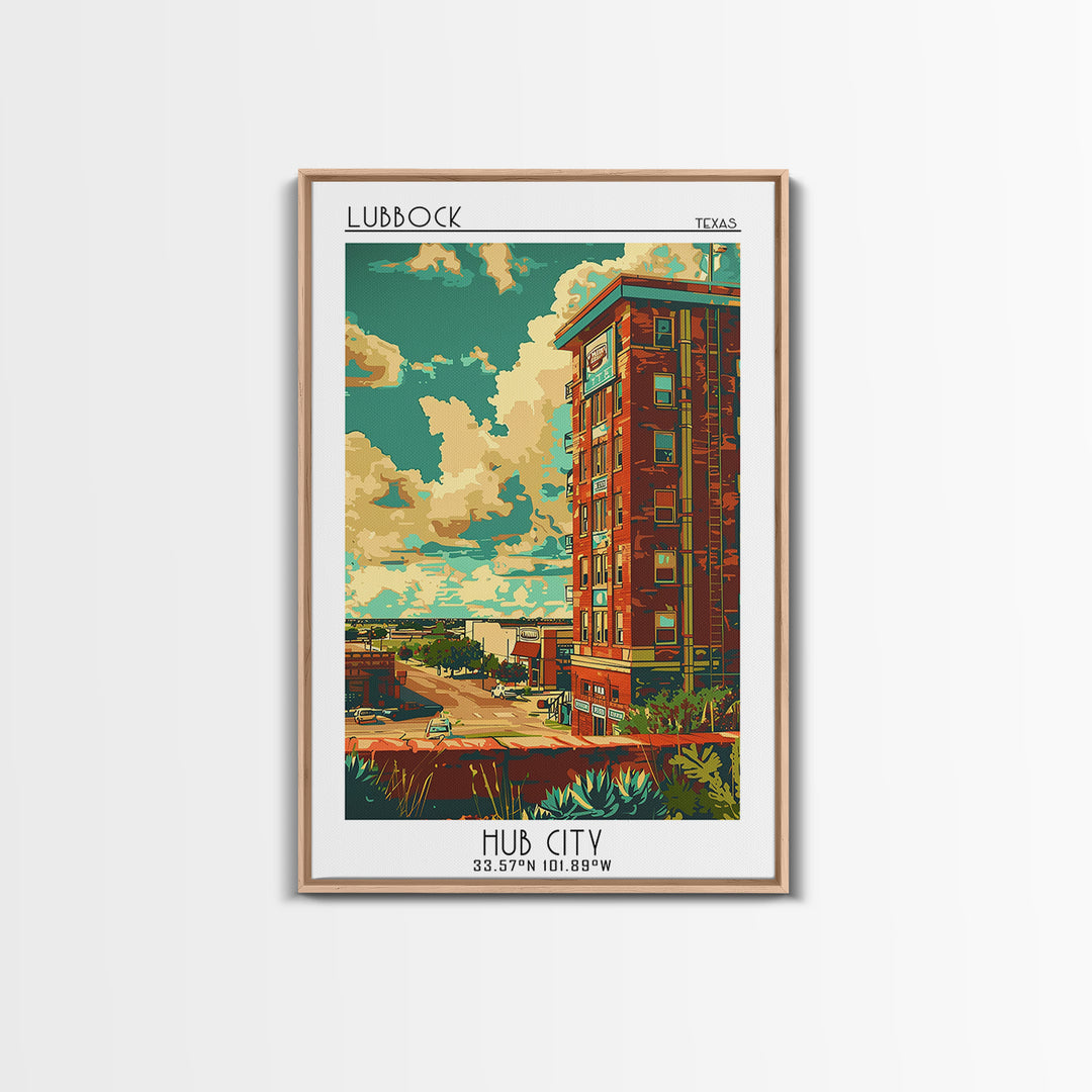 Lubbock Travel Poster, Framed Canvas Print, City Travel Poster, Travel Wall Decor, Living Room Wall Art, Home Office Decor, Wall Art