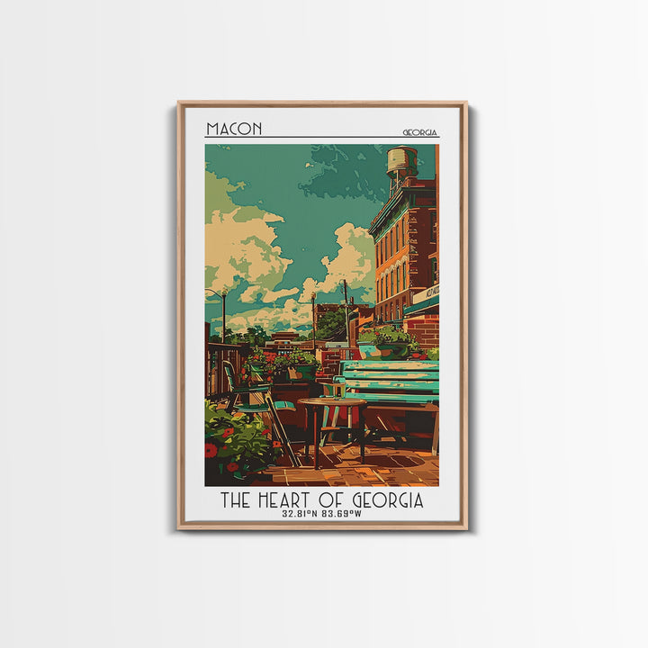 Macon Travel Poster, Canvas Print, City Travel Poster, Travel Wall Decor, Living Room Wall Art, Watercolor Cityscape, Retro Wall Art