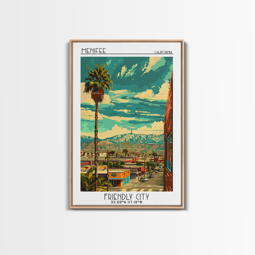 Menifee Travel Poster, Framed Canvas Print, City Art Print, Travel Wall Art, Wall Art, Home Decor, Travel Posters, Modern Wall Decor