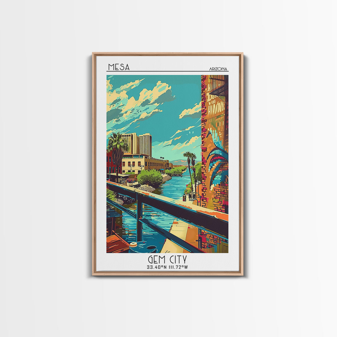 Mesa Travel Poster, Framed Canvas Print, Vintage Travel Print, City Wall Art, Fine Art Print, Minimalist Poster, Retro Travel Poster