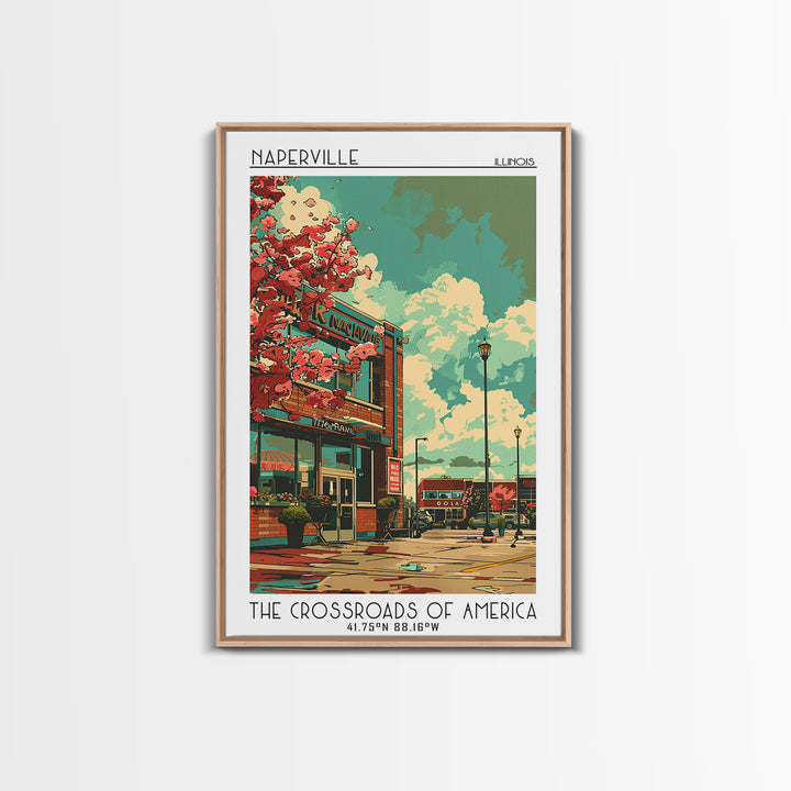 Naperville Travel Poster, Canvas Print, Retro Travel Poster, City Wall Art, City Art Print, Retro Travel Print, Living Room Wall Art