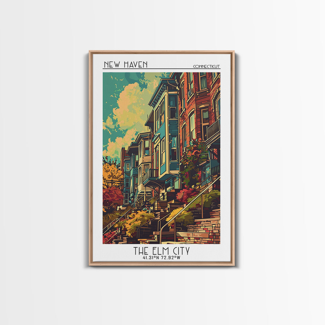 New Haven Travel Poster, Canvas Print, City Travel Poster, Vintage City Poster, Landscape Art, Travel Wall Art, Mid Century Wall Art