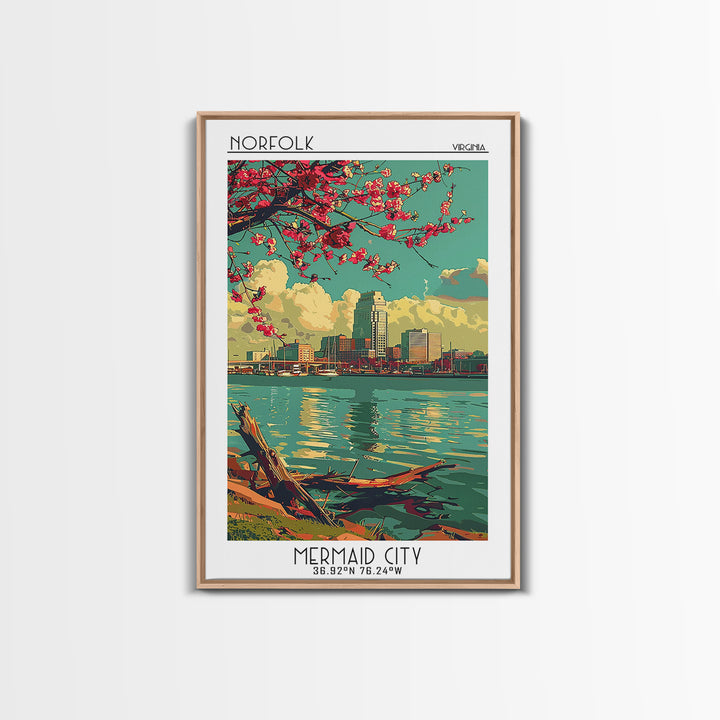 Norfolk Travel Poster, Framed Canvas Print, City Travel Poster, Travel Wall Art, Living Room Wall Art, Home Office Decor, Poster Art