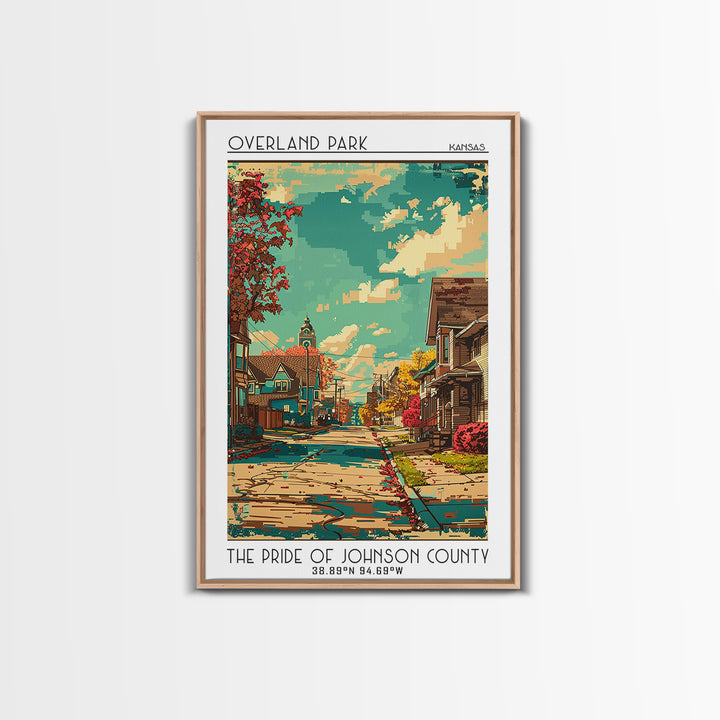 Overland Park Travel Poster, Framed Canvas Print, Vintage Travel Print, City Wall Art, Travel Posters, Travel Prints, City Art Print