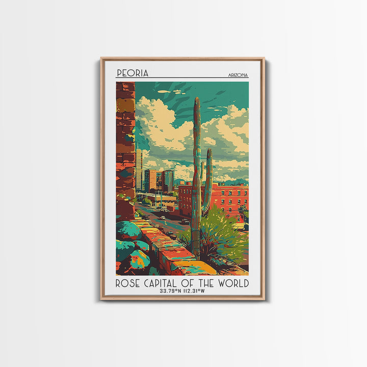 Peoria Travel Poster, Canvas Print, City Travel Poster, Travel Wall Decor, Travel Art Print, Living Room Wall Art, Home Office Decor