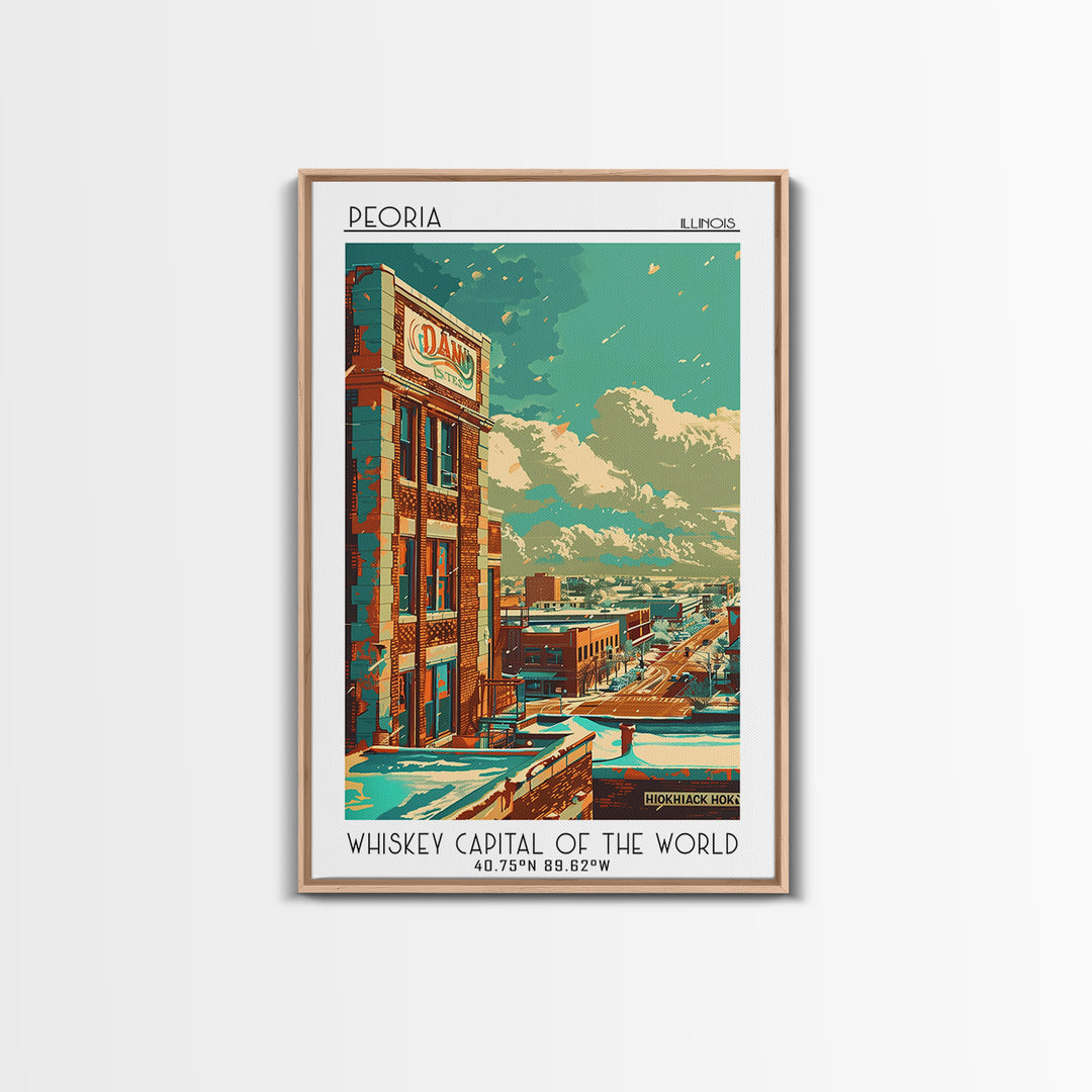 Peoria Illinois Travel Poster, Canvas Print, City Travel Poster, Travel Wall Decor, Retro Travel Poster, Gallery Wall Set, Art Print