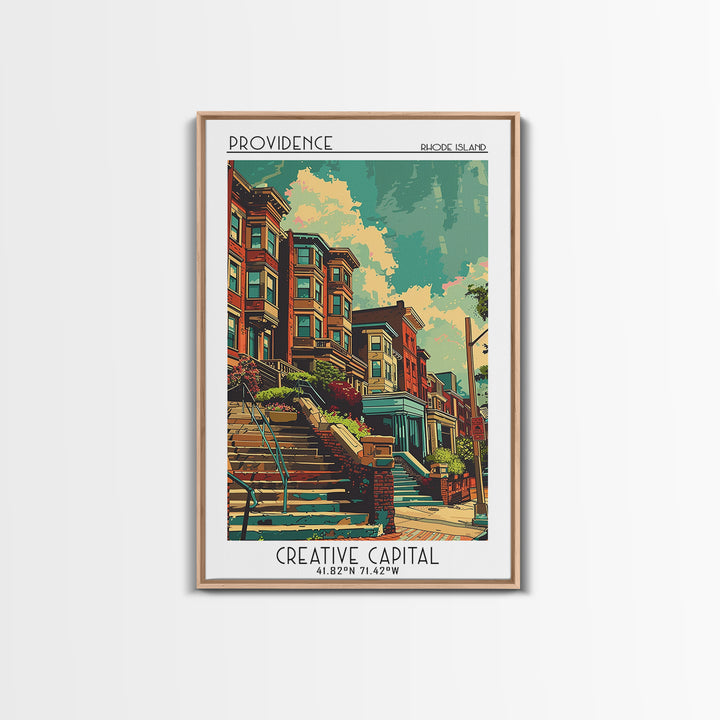 Providence Travel Poster, Framed Canvas Print, Travel Wall Art, City Wall Art, Art Print, Vintage Travel Print, Living Room Wall Art