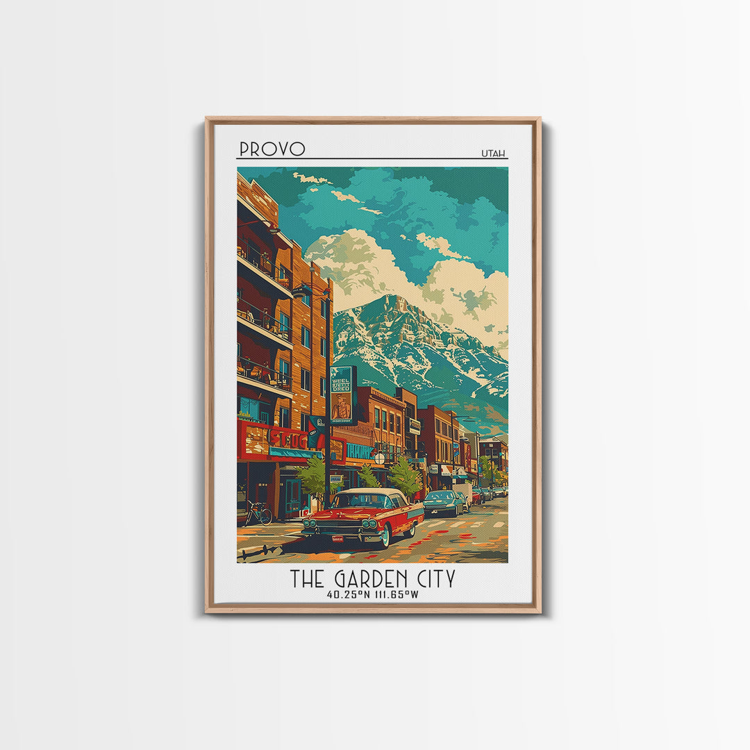 Provo Travel Poster, Canvas Print, Retro Wall Art, Travel Print, Mid Century Wall Art, Art Print, City Art Print, City Travel Poster