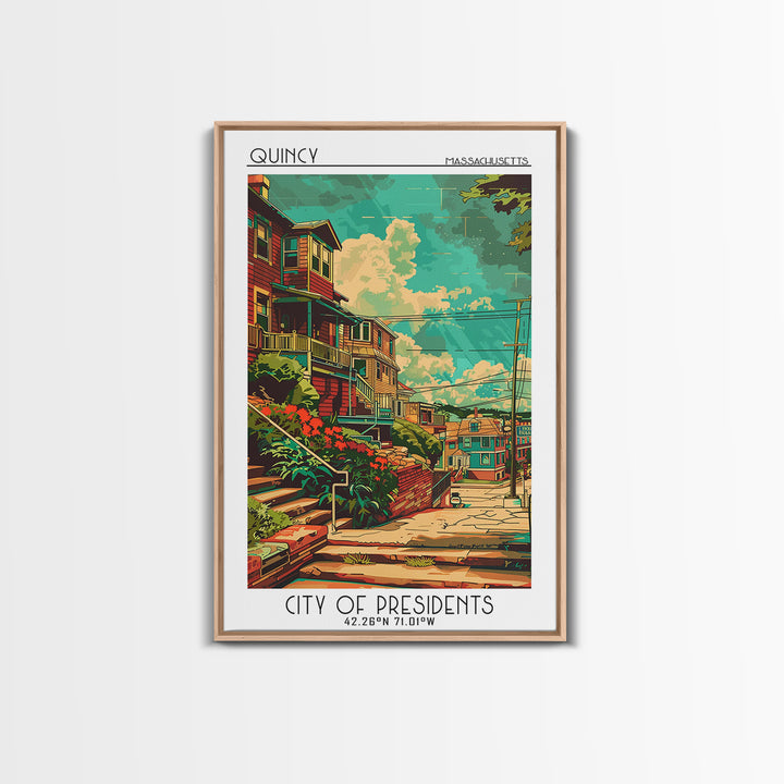 Quincy Travel Poster, Canvas Print, Travel Prints, Landscape Art, Art Print, Mid Century Wall Art, Travel Wall Art, Gallery Wall Set