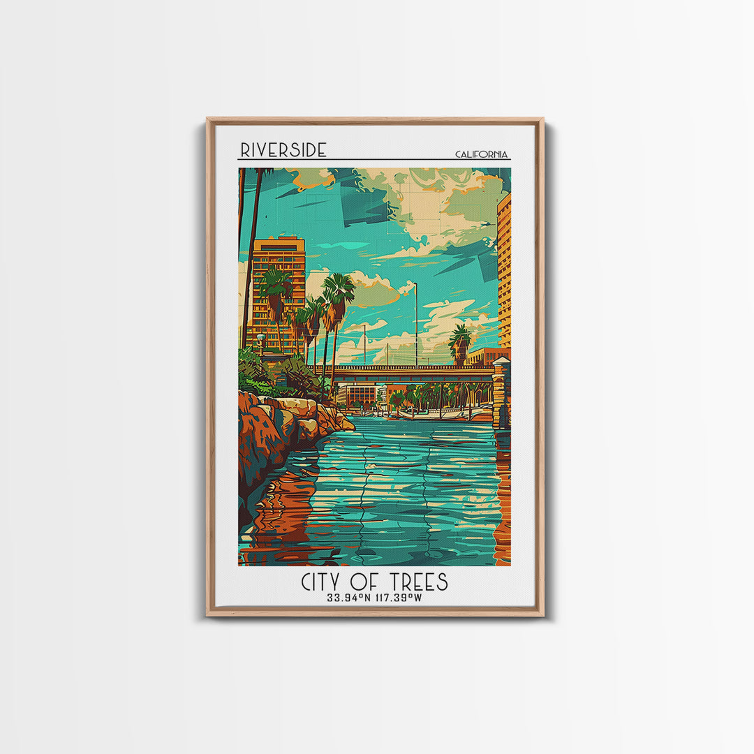 Riverside Travel Poster, Framed Canvas Print, Travel Prints, Landscape Art, Vintage Travel Art, City Travel Poster, Gallery Wall Set