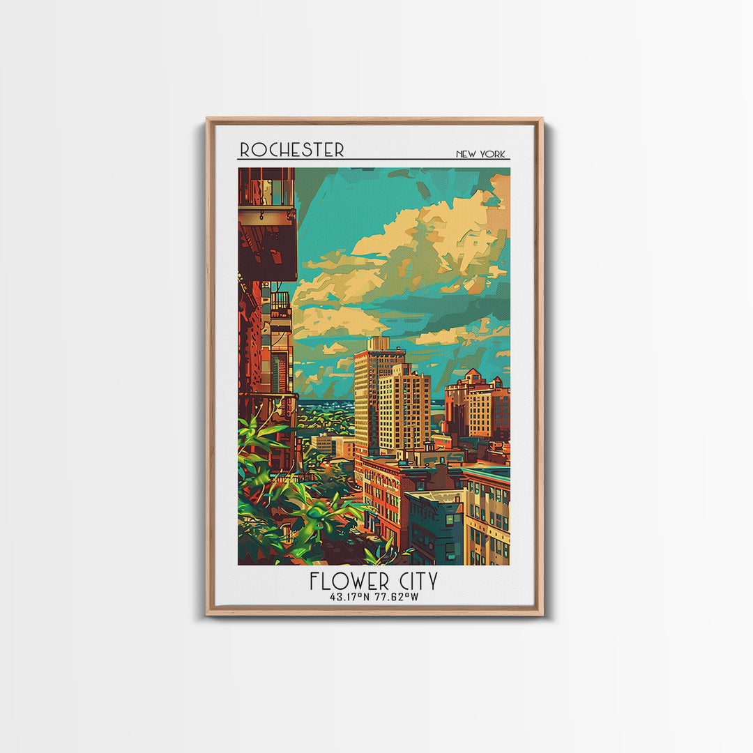 Rochester New York Travel Poster, Canvas Print, Travel Wall Art, City Wall Art, Vintage Travel, City Art Print, Living Room Wall Art