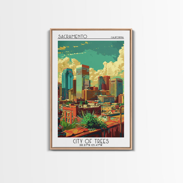Sacramento Travel Poster, Framed Canvas Print, Travel Wall Art, City Wall Art, Wanderlust Gift, Gallery Wall Set, City Travel Poster