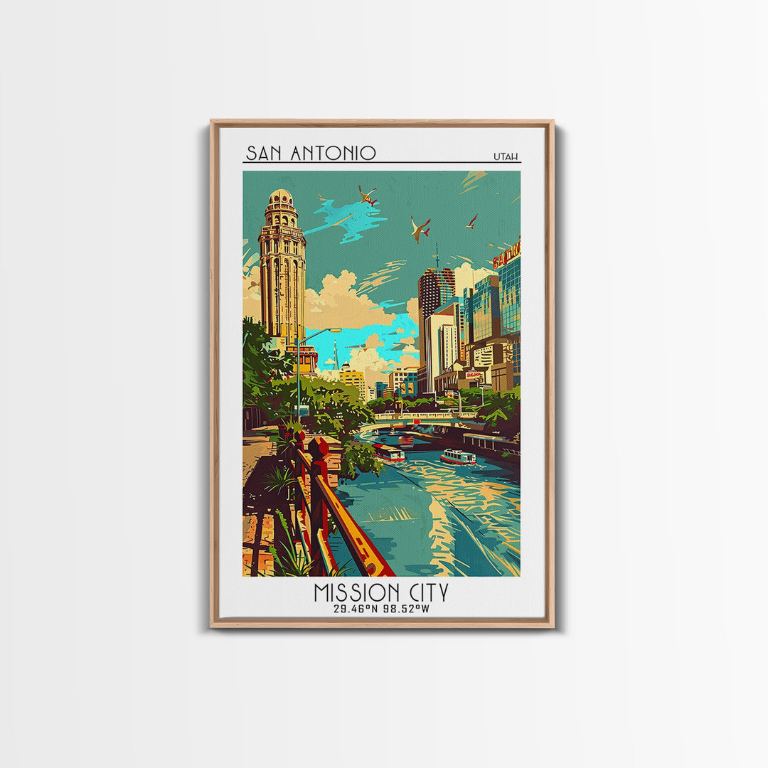 San Antonio Travel Poster, Canvas Print, Vintage Travel Print, City Wall Art, Travel Wall Art, Minimalist Poster, Retro Travel Print