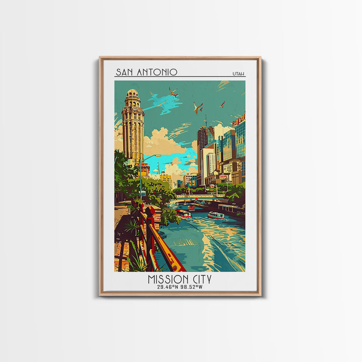 San Antonio Travel Poster, Canvas Print, Vintage Travel Print, City Wall Art, Travel Wall Art, Minimalist Poster, Retro Travel Print