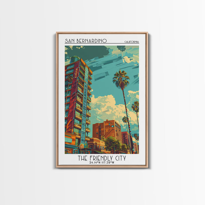 San Bernardino Travel Poster, Canvas Print, Travel Wall Decor, Minimalist Poster, City Illustration, Home Decor, Retro Travel Poster