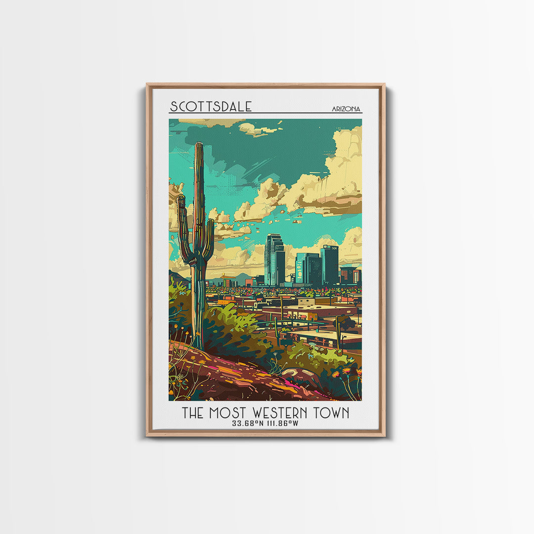 Scottsdale Travel Poster, Canvas Print, Travel Wall Decor, Minimalist Poster, Modern Wall Decor, Travel Posters, Retro Travel Poster