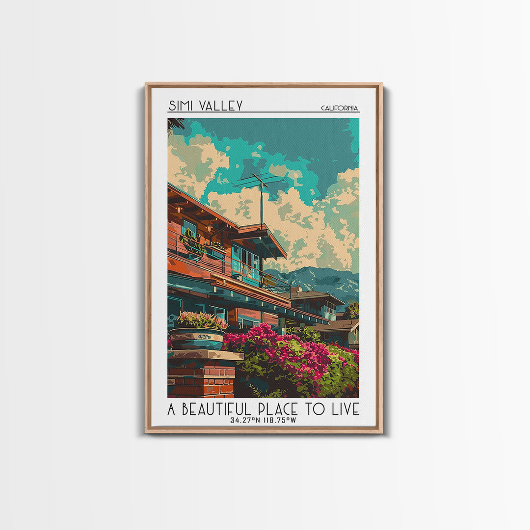 Simi Valley Travel Poster, Canvas Print, Travel Wall Decor, Minimalist Poster, Mid Century Wall Art, Gallery Wall Set, City Wall Art