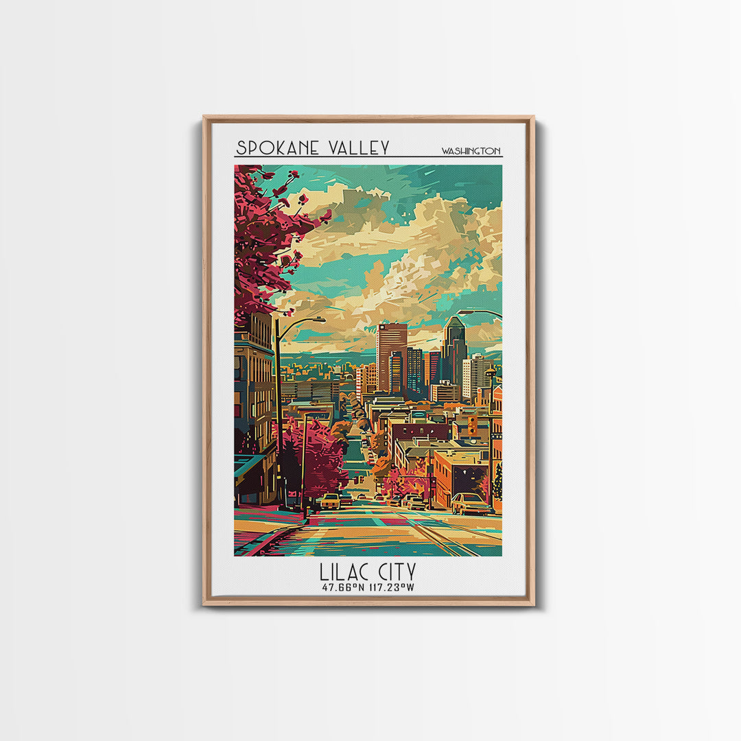 Spokane Valley Washington Travel Poster, Canvas Print, Vintage Travel Print, City Wall Art, Fine Art Print, Wall Art, Vintage Poster