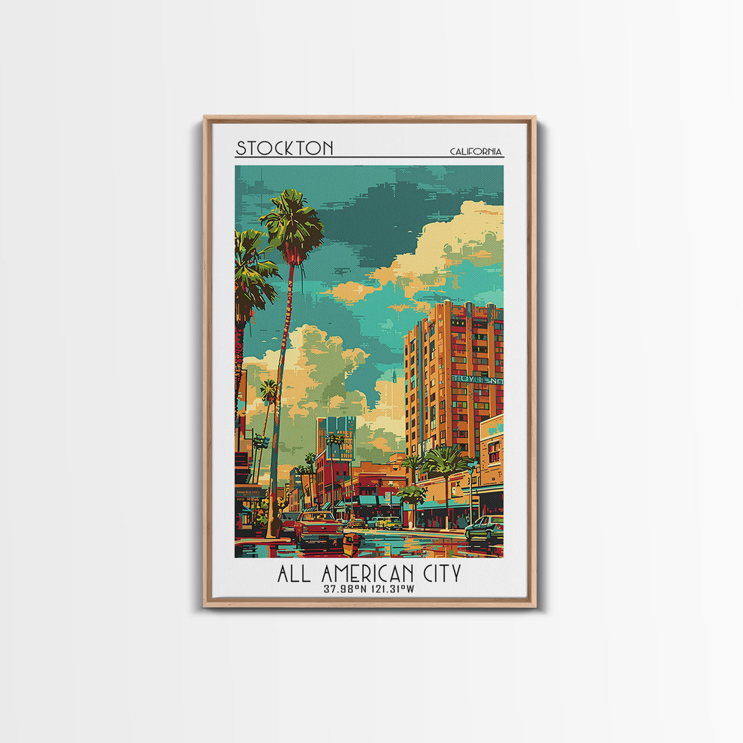 Stockton Travel Poster, Canvas Print, Poster Print, Travel Wall Art, Travel Prints, Vintage Travel, Travel Art Print, Travel Posters