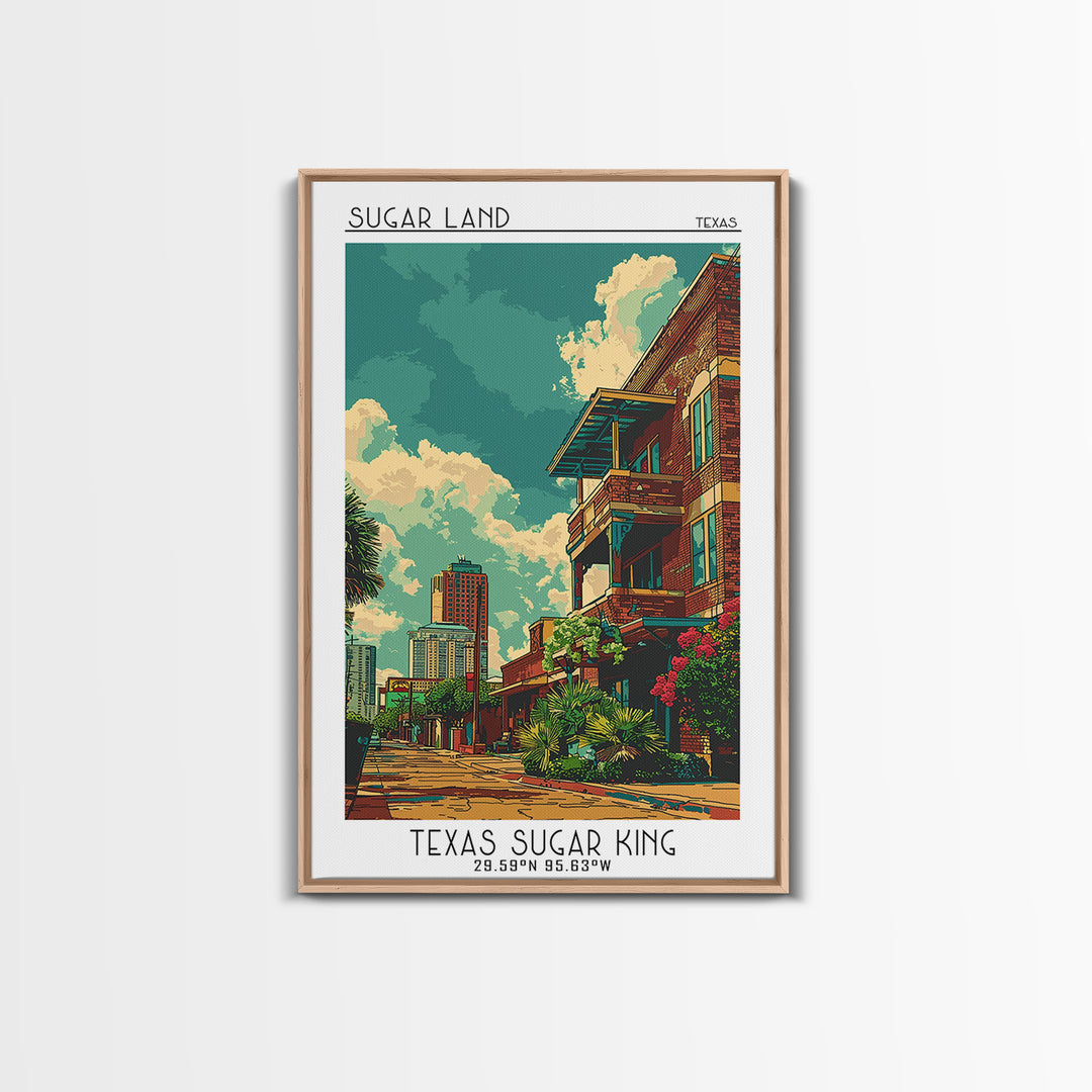 Sugar Land Travel Poster, Framed Canvas Print, City Travel Poster, Travel Wall Decor, Home Decor, Modern Wall Decor, Wanderlust Gift