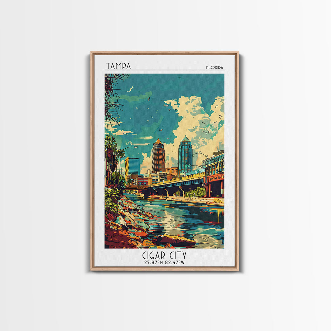 Tampa Travel Poster, Framed Canvas Print, Poster Print, Travel Wall Art, Modern Wall Decor, Art Print, Poster Art, City Illustration