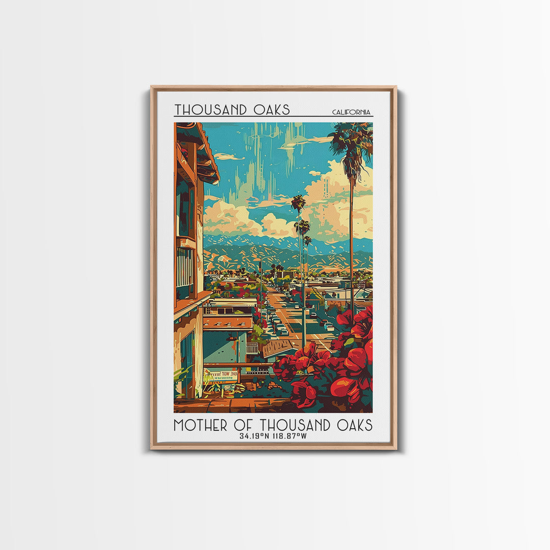 Thousand Oaks Travel Poster, Canvas Print, Retro Travel Poster, City Wall Art, Travel Wall Decor, Wanderlust Gift, Modern Wall Decor