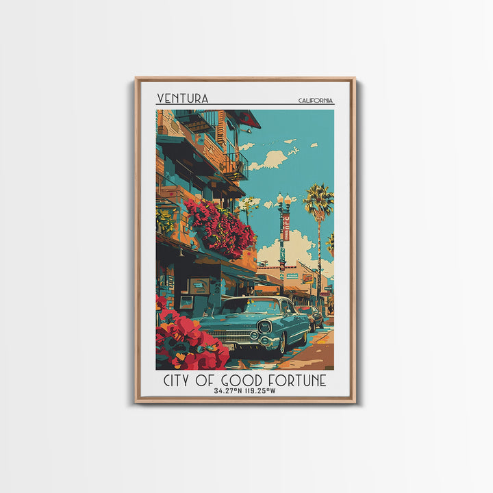 Ventura Travel Poster, Framed Canvas Print, Retro Wall Art, Travel Print, Poster Print, Vintage Travel Art, Travel Posters, Wall Art