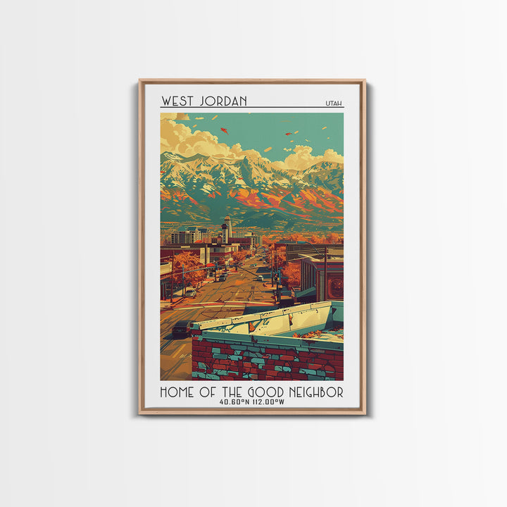 West Jordan Travel Poster, Canvas Print, Retro Travel Poster, City Wall Art, City Art Print, Travel Prints, Travel Decor, Poster Art