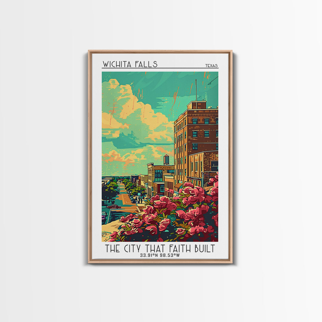 Wichita Falls Travel Poster, Canvas Print, Retro Wall Art, Travel Print, Travel Wall Decor, Art Print, Home Office Decor, Home Decor
