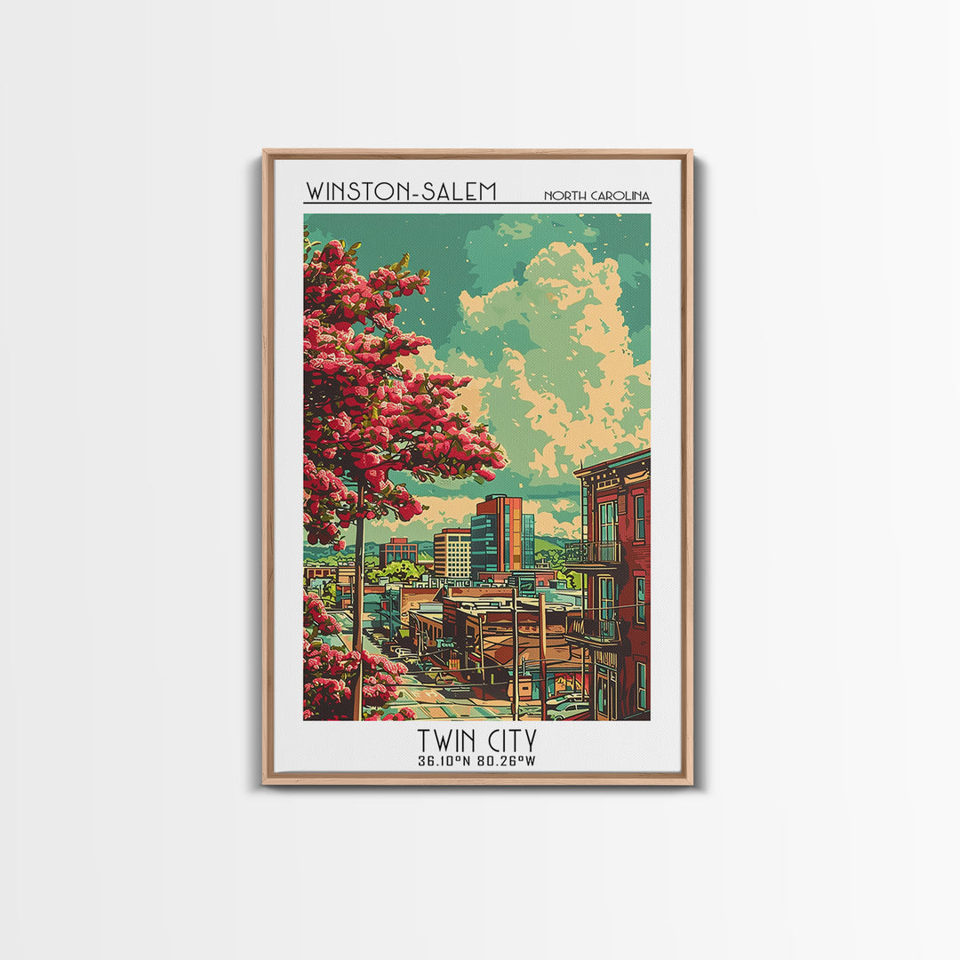 Winston-Salem Travel Poster, Framed Canvas Print, Travel Wall Decor, Minimalist Poster, Travel Prints, Home Office Decor, Home Decor