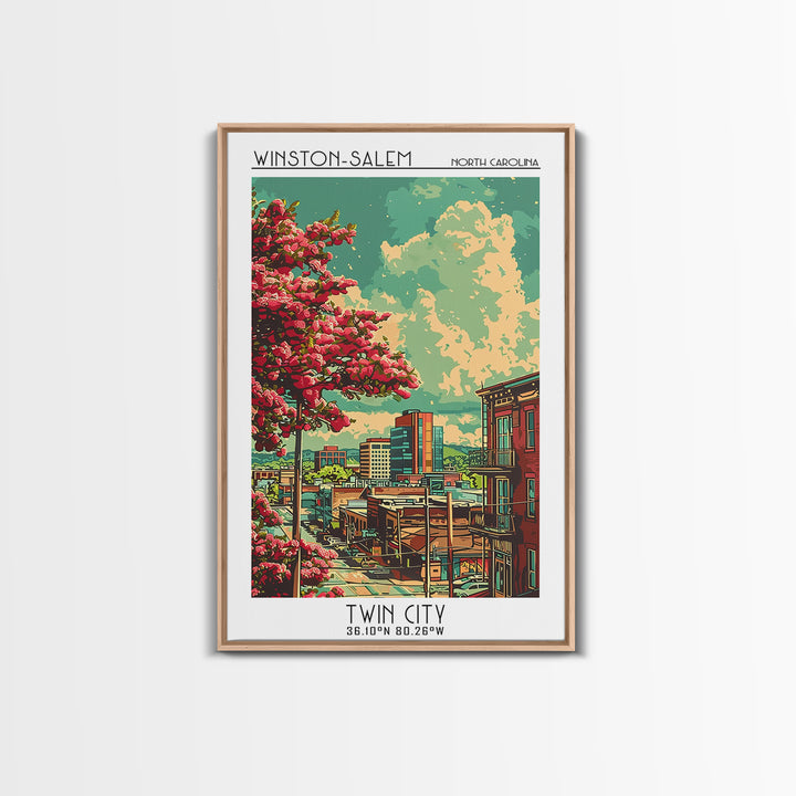 Winston-Salem Travel Poster, Framed Canvas Print, Travel Wall Decor, Minimalist Poster, Travel Prints, Home Office Decor, Home Decor