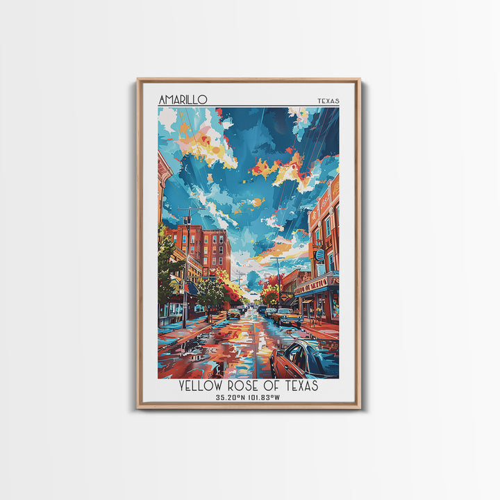 Amarillo Travel Poster, Canvas Print, City Travel Poster, Vintage City Poster, Vintage Travel Print, Travel Wall Art, City Art Print