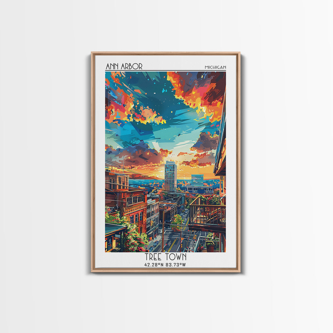Ann Arbor Travel Poster, Canvas Print, Travel Art Print, Modern Wall Decor, Poster Print, Home Office Decor, Travel Print, Art Print