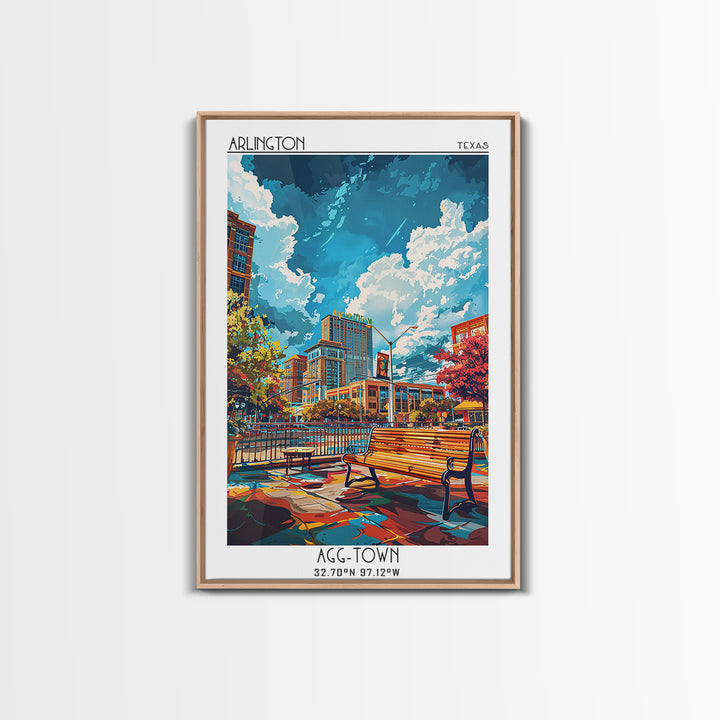 Arlington Travel Poster, Framed Canvas Print, Travel Prints, Landscape Art, Travel Wall Art, Watercolor Cityscape, Travel Wall Decor