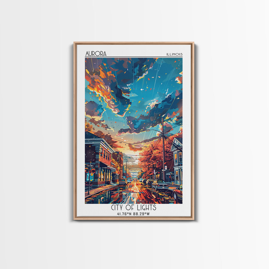 Aurora Illinois Travel Poster, Canvas Print, Travel Prints, Landscape Art, Vintage Travel Art, Vintage Posters, Vintage Travel Print