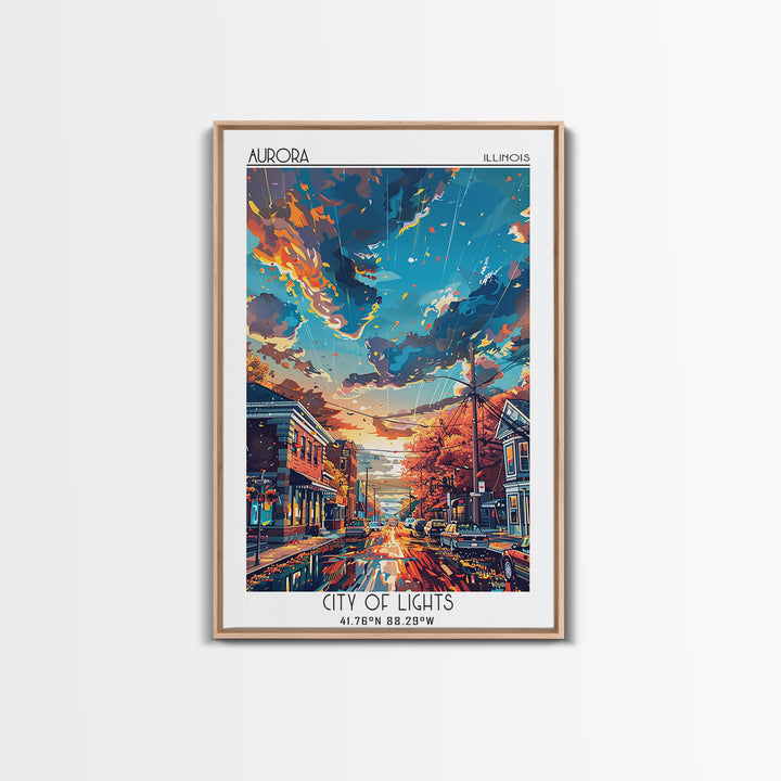 Aurora Illinois Travel Poster, Canvas Print, Travel Prints, Landscape Art, Vintage Travel Art, Vintage Posters, Vintage Travel Print