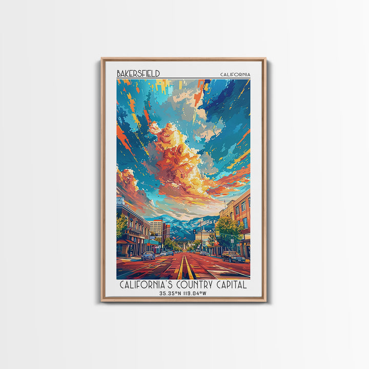 Bakersfield Travel Poster, Canvas Print, Retro Wall Art, Travel Print, Vintage Travel Print, Vintage Travel Art, Vintage City Poster