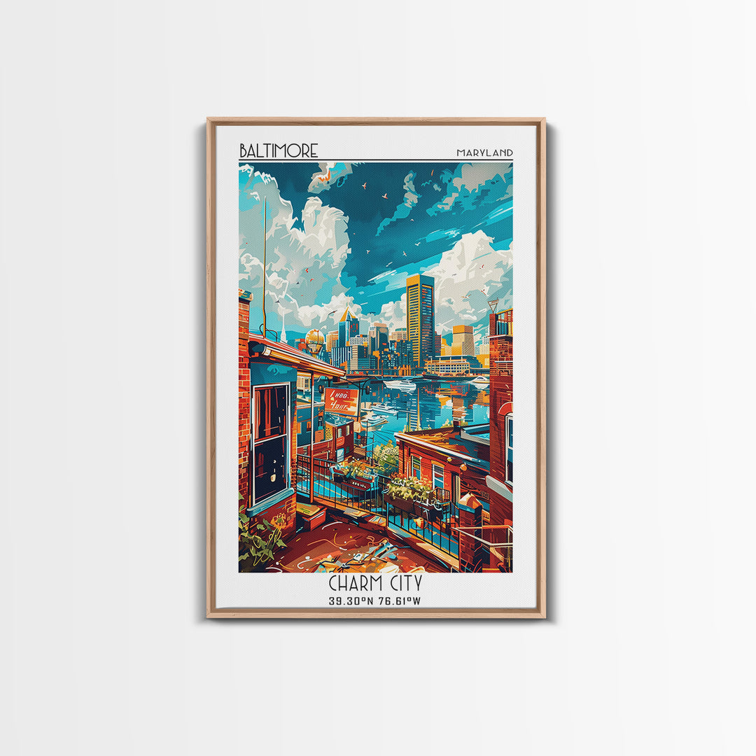 Baltimore Travel Poster, Canvas Print, Travel Wall Decor, Minimalist Poster, Wall Art, Landscape Art, Poster Art, Retro Travel Print