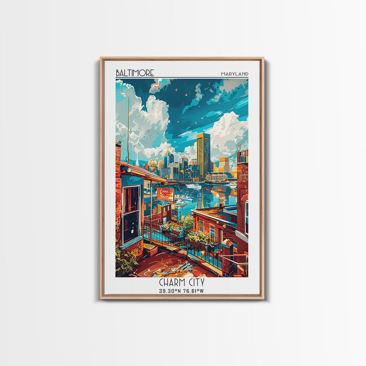 Baltimore Travel Poster, Canvas Print, Travel Wall Decor, Minimalist Poster, Wall Art, Landscape Art, Poster Art, Retro Travel Print