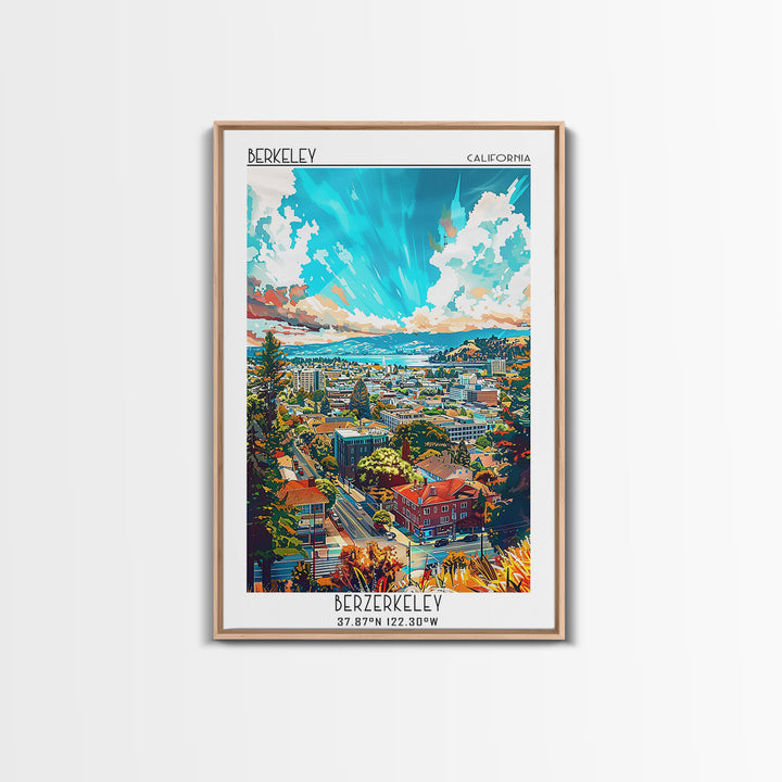 Berkeley Travel Poster, Framed Canvas Print, Vintage Travel Print, City Wall Art, Retro Wall Art, Vintage Travel Art, Vintage Poster