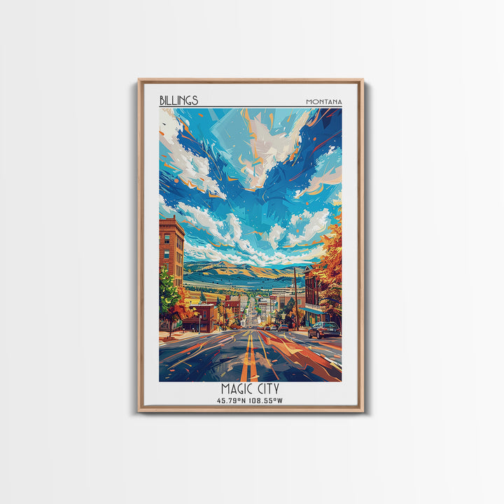 Billings Travel Poster, Framed Canvas Print, Travel Art Print, Modern Wall Decor, Retro Travel Poster, Travel Print, Wanderlust Gift