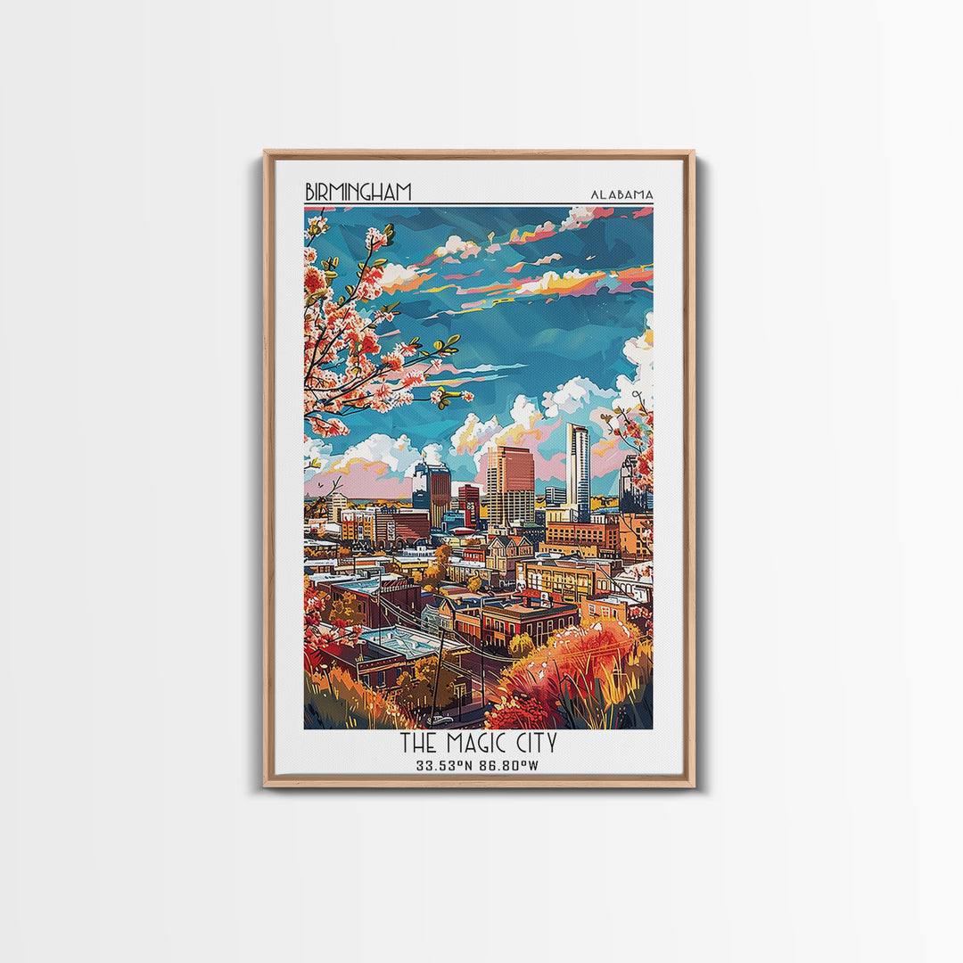Birmingham Travel Poster, Framed Canvas Print, City Travel Poster, Travel Wall Art, Poster Art, Colorful Wall Art, Minimalist Poster