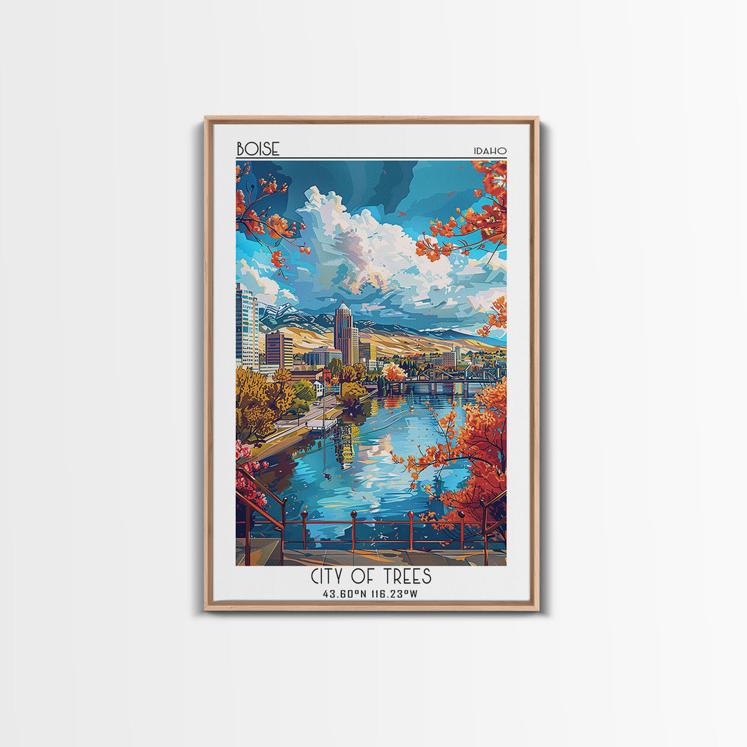 Boise Travel Poster, Canvas Print, City Travel Poster, Vintage City Poster, Vintage Travel Print, Retro Wall Art, Retro Travel Print