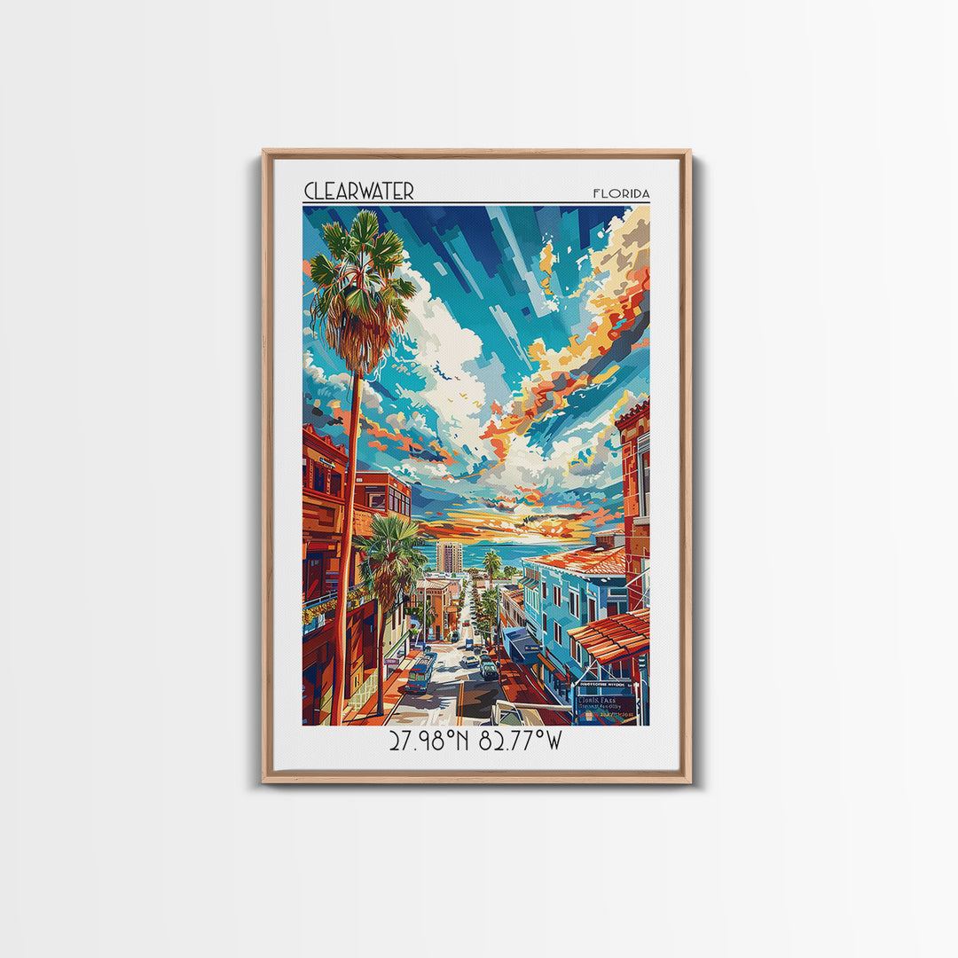 Clearwater Travel Poster, Framed Canvas Print, Poster Print, Travel Wall Art, Travel Posters, Travel Wall Decor, Retro Travel Poster