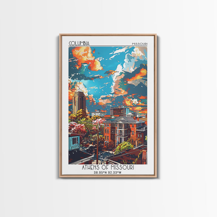 Columbia South Carolina Travel Poster, Canvas Print, City Travel Poster, Vintage City Poster, City Illustration, Retro Travel Poster