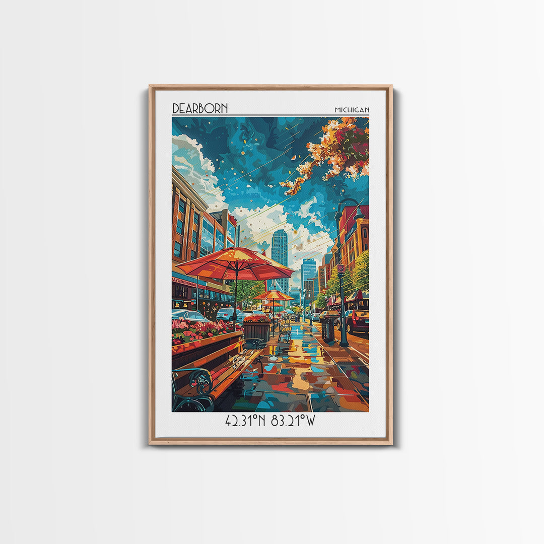 Dearborn Travel Poster, Framed Canvas Print, City Travel Poster, Travel Wall Art, Landscape Art, Gallery Wall Set, Minimalist Poster