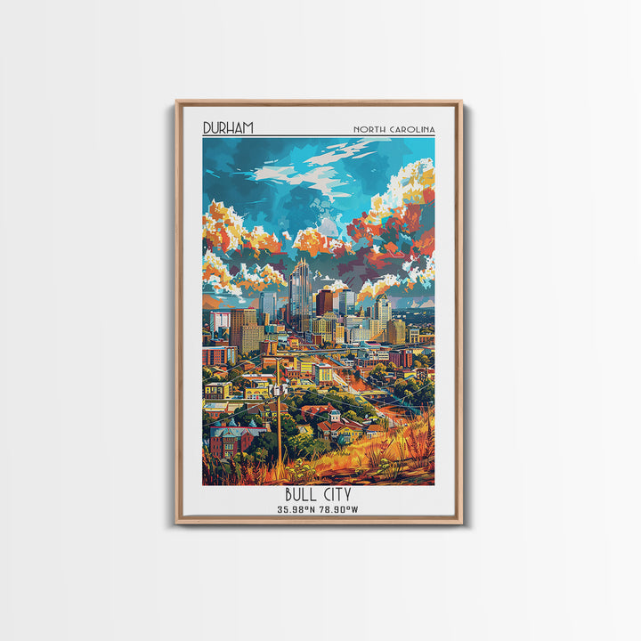 Durham Travel Poster, Framed Canvas Print, Retro Travel Poster, City Wall Art, Retro Travel Print, Vintage Travel, Minimalist Poster
